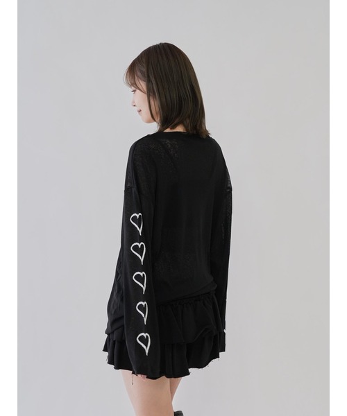 セール】【 cunii 】ハートプリント シアー ロングTシャツ