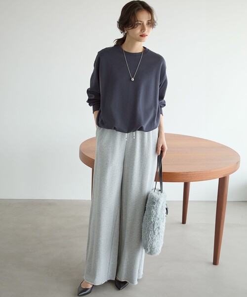 【SLOW】ハイゲージテリー スウェット デザイン カットソー　グレー系 SLOW】ハイゲージテリー スウェット デザイン カットソー グレー系 23