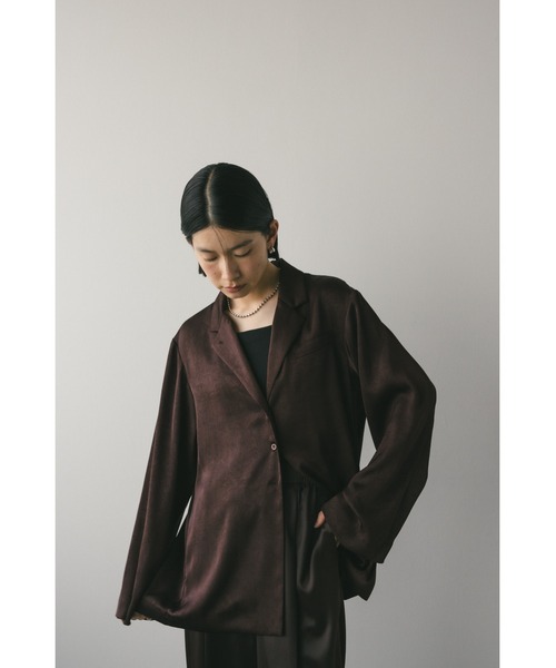 STYLEMIXER（スタイルミキサー）の「【ベストセラー】ワッシャーサテンテーラーシャツ　春服（シャツ/ブラウス・レディース・ベージュ/ブラウン・FREE）」の17枚目の写真