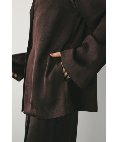 ファッション通販 ベストセラー】ワッシャーサテンテーラーシャツ 春服（シャツ トップス