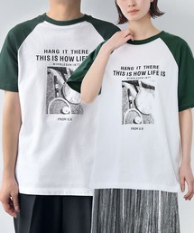 LOWO（ロワ）の「【綿100％使用】ユニセックスヴィンテージ風プリントラグランTシャツ（Tシャツ/カットソー）」