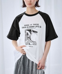 LOWO（ロワ）の「【綿100％使用】ユニセックスヴィンテージ風プリントラグランTシャツ（Tシャツ/カットソー）」