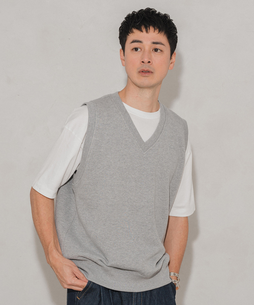 LOOPWHEELER（ループウィラー）の「LOOPWHEELER × LOWERCASE for EDIFICE ライトツリウラケ ルーズベスト（ベスト・メンズ・ブラック/ライトグレー/チャコールグレー・LARGE/MEDIUM/SMALL/X-LARGE）」の6枚目の写真