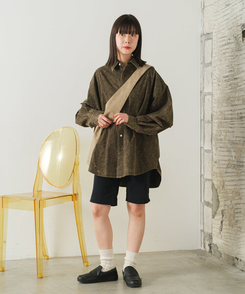 Kastane(カスタネ)の「【UNISEX】アシッドウォッシュドチェックシャツ(シャツ/ブラウス・メンズ・ブラウン/グリーン/レッド・FREE)」の4枚目の写真