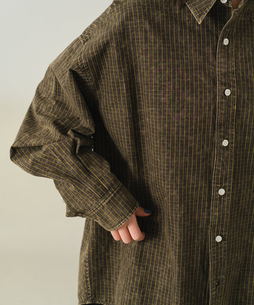 Kastane(カスタネ)の「【UNISEX】アシッドウォッシュドチェックシャツ(シャツ/ブラウス・メンズ・ブラウン/グリーン/レッド・FREE)」の10枚目の写真