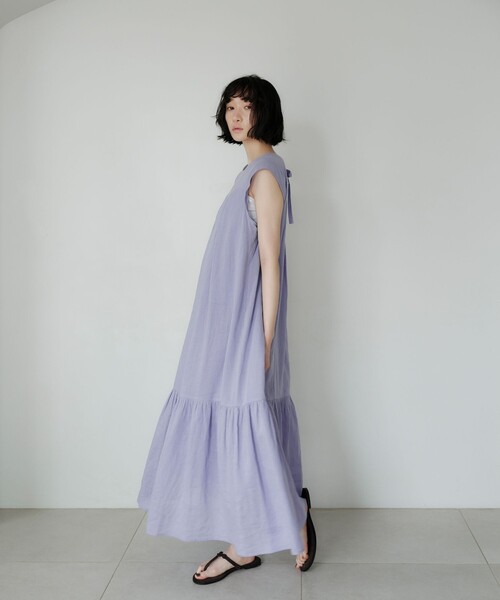 olta様 ワンピース Mキャメル ダルメシアンフロントギャザーワンピース（ワンピース