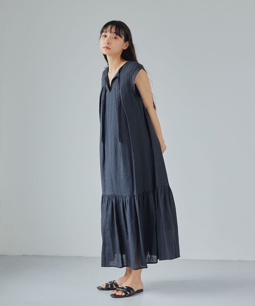 EMMEL REFINES（エメルリファインズ）の「＜EMMEL REFINES＞EM RA/TEN タックギャザー 2WAY ワンピース（ワンピース・レディース・ライラック/ブラック/ライム・M/S）」の6枚目の写真