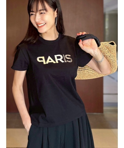 【6/30限定 9500→8500】レフレム 発泡プリント カットソー Tシャツ セール】【Shihoセレクト】PARISTシャツ(箔プリントver)（T