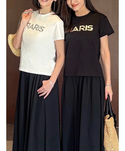 Day and Grade(デイアンドグレイド)の「【Shihoセレクト】PARISTシャツ(箔プリントver) / ストレッチ(Tシャツ/カットソー・レディース・ブラック/ホワイト・FREE)」の10枚目の写真