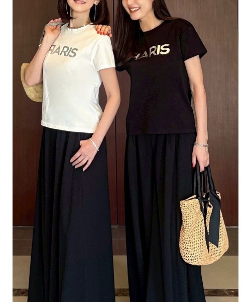 Day and Grade(デイアンドグレイド)の「【Shihoセレクト】PARISTシャツ(箔プリントver) / ストレッチ(Tシャツ/カットソー・レディース・ブラック/ホワイト・FREE)」の11枚目の写真