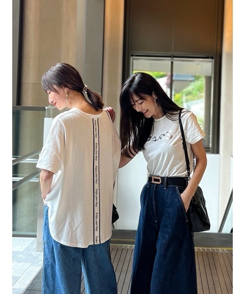 Day and Grade(デイアンドグレイド)の「【Shihoセレクト】PARISTシャツ(箔プリントver) / ストレッチ(Tシャツ/カットソー・レディース・ブラック/ホワイト・FREE)」の15枚目の写真