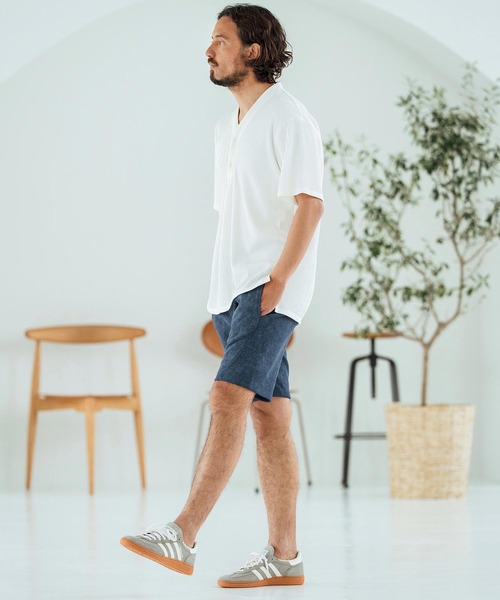 Magine(マージン)の「mt9602-Textured Jacquard Fabric Henley V-neck T-shirt Tシャツ(Tシャツ/カットソー・メンズ・ブラック/ホワイト/ベージュ・44/46/48)」の18枚目の写真