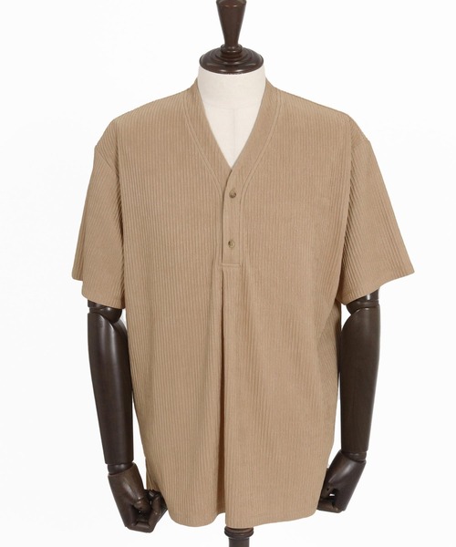 Magine(マージン)の「mt9602-Textured Jacquard Fabric Henley V-neck T-shirt Tシャツ(Tシャツ/カットソー・メンズ・ブラック/ホワイト/ベージュ・44/46/48)」の4枚目の写真