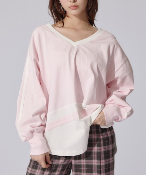 rienda(リエンダ)の「ユニフォームレディーロンティー 春服 ロンT(Tシャツ/カットソー・レディース・ブラック/ライトピンク/グレー・FREE)」の1枚目の写真