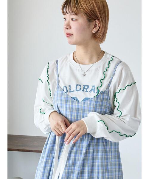 ehka sopo（エヘカソポ）の「カレッジプリントメローロンT（Tシャツ/カットソー・レディース・ネイビー/サックスブルー/オフホワイト・F）」の2枚目の写真