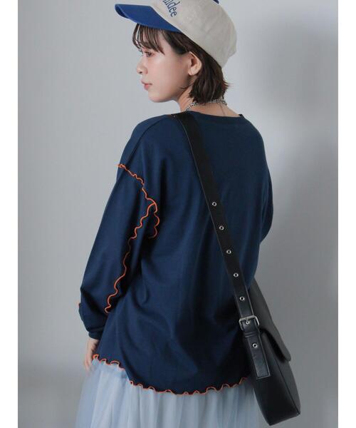 ehka sopo（エヘカソポ）の「カレッジプリントメローロンT（Tシャツ/カットソー・レディース・ネイビー/サックスブルー/オフホワイト・F）」の6枚目の写真