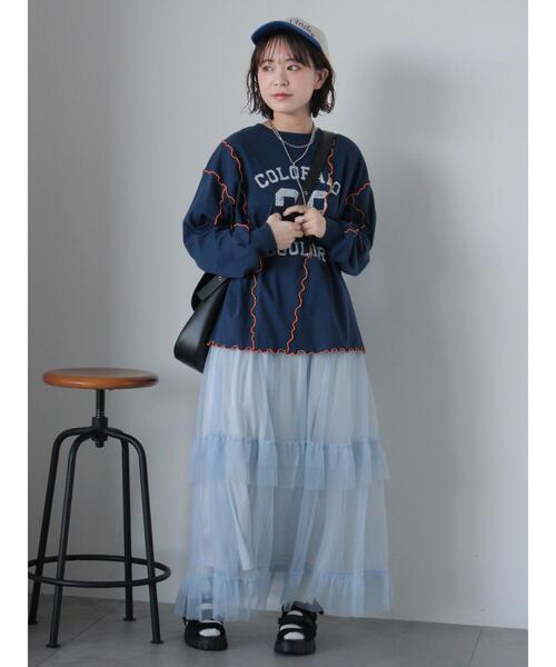 ehka sopo（エヘカソポ）の「カレッジプリントメローロンT（Tシャツ/カットソー・レディース・ネイビー/サックスブルー/オフホワイト・F）」の8枚目の写真