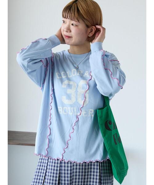 ehka sopo（エヘカソポ）の「カレッジプリントメローロンT（Tシャツ/カットソー・レディース・ネイビー/サックスブルー/オフホワイト・F）」の11枚目の写真