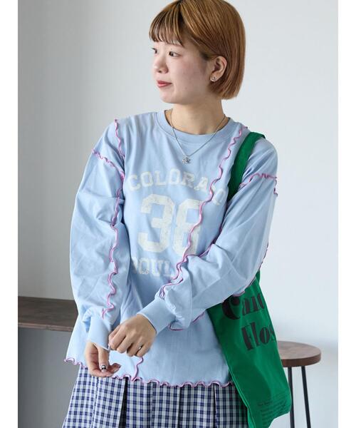 ehka sopo（エヘカソポ）の「カレッジプリントメローロンT（Tシャツ/カットソー・レディース・ネイビー/サックスブルー/オフホワイト・F）」の12枚目の写真