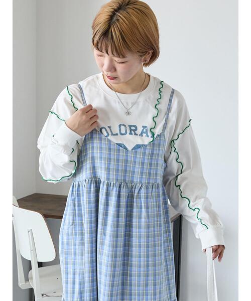 ehka sopo（エヘカソポ）の「カレッジプリントメローロンT（Tシャツ/カットソー・レディース・ネイビー/サックスブルー/オフホワイト・F）」の19枚目の写真