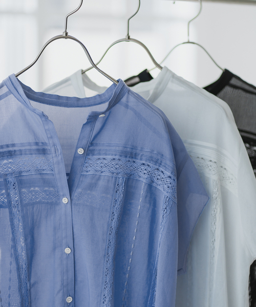 Spick&Span COローンフレンチレースブラウス サックスブルー 専用