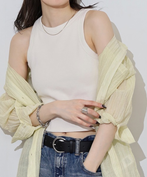 FUNALIVE(ファンアライブ)の「テレコショートブラトップ タンクトップ(タンクトップ・レディース・ライトオリーブ/グレイッシュブルー/ピンク/レッド/ホワイト/杢グレー/ライトブラウン/アイボリー/チャコール・F)」の12枚目の写真