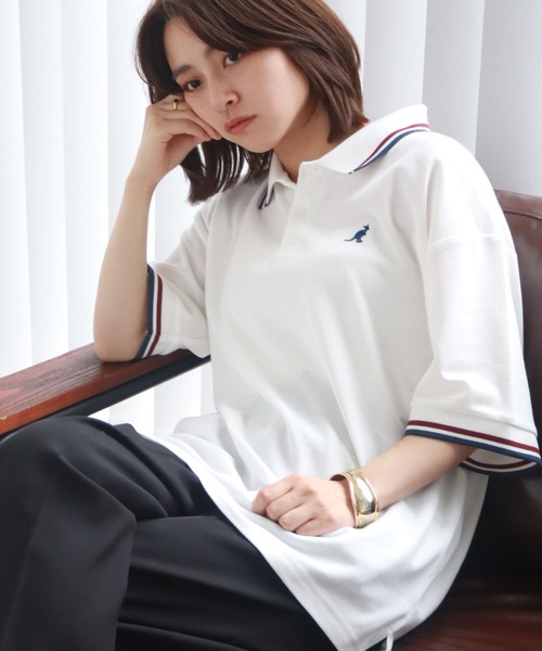 KANGOL（カンゴール）の「【KANGOL/カンゴール】 配色ライン入り 鹿の子 半袖 ポロシャツ（ポロシャツ・メンズ・チャコールグレー/ライトグレー/ブラック×ホワイト/ブラック×ブルー/ホワイト×レッド/ホワイト×ブラック/ネイビー/ブラウン・M/L/XL）」の2枚目の写真