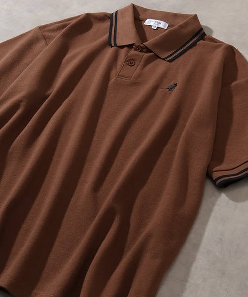 KANGOL（カンゴール）の「【KANGOL/カンゴール】 配色ライン入り 鹿の子 半袖 ポロシャツ（ポロシャツ・メンズ・チャコールグレー/ライトグレー/ブラック×ホワイト/ブラック×ブルー/ホワイト×レッド/ホワイト×ブラック/ネイビー/ブラウン・M/L/XL）」の20枚目の写真