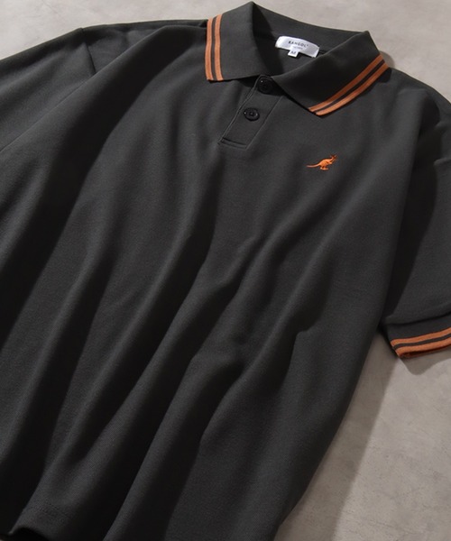 KANGOL（カンゴール）の「【KANGOL/カンゴール】 配色ライン入り 鹿の子 半袖 ポロシャツ（ポロシャツ・メンズ・チャコールグレー/ライトグレー/ブラック×ホワイト/ブラック×ブルー/ホワイト×レッド/ホワイト×ブラック/ネイビー/ブラウン・M/L/XL）」の15枚目の写真