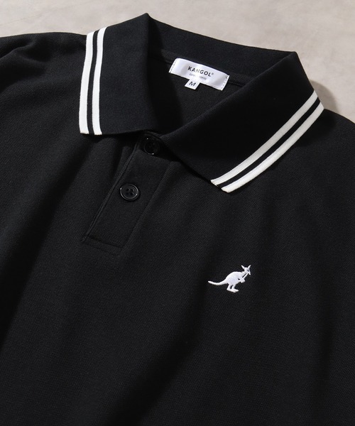 KANGOL（カンゴール）の「【KANGOL/カンゴール】 配色ライン入り 鹿の子 半袖 ポロシャツ（ポロシャツ・メンズ・チャコールグレー/ライトグレー/ブラック×ホワイト/ブラック×ブルー/ホワイト×レッド/ホワイト×ブラック/ネイビー/ブラウン・M/L/XL）」の9枚目の写真