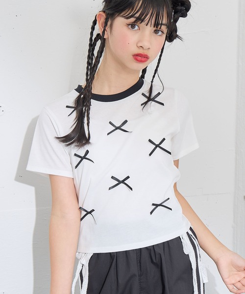 セール】ミニリボン付きTシャツ/カットソー（Tシャツ/カットソー