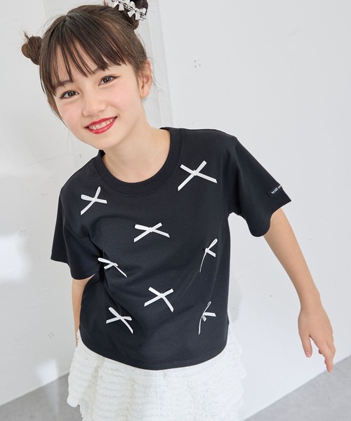 BERSHKA｜半袖プリント ミニTシャツ リボン付き t2408-4089_1.jpg