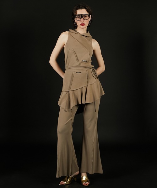 PRANK PROJECT（プランクプロジェクト）の「アウトシームラップレイヤードパンツ / Multiway Layered Knit Pants（その他パンツ・レディース・チャコールグレー/ベージュ・36/38）」の17枚目の写真