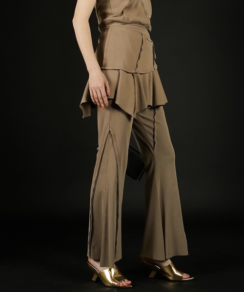 PRANK PROJECT（プランクプロジェクト）の「アウトシームラップレイヤードパンツ / Multiway Layered Knit Pants（その他パンツ・レディース・チャコールグレー/ベージュ・36/38）」の13枚目の写真