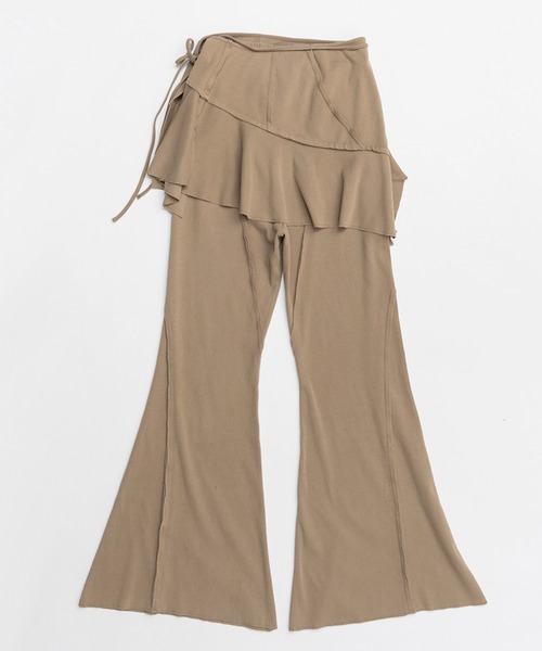 PRANK PROJECT（プランクプロジェクト）の「アウトシームラップレイヤードパンツ / Multiway Layered Knit Pants（その他パンツ・レディース・チャコールグレー/ベージュ・36/38）」の7枚目の写真