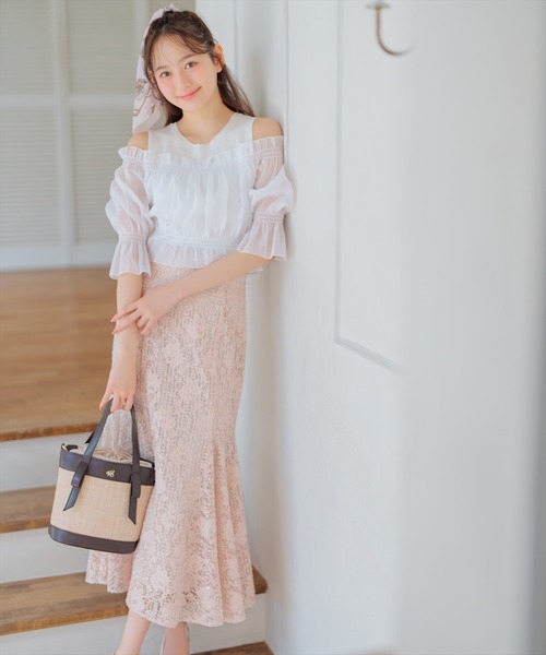 WILLSELECTION(ウィルセレクション)の「レイヤード風オフショルニットプルオーバー(ニット/セーター・レディース・ブラック/オフホワイト/ピンク・FREE)」の8枚目の写真