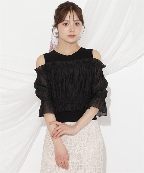 WILLSELECTION(ウィルセレクション)の「レイヤード風オフショルニットプルオーバー(ニット/セーター・レディース・ブラック/オフホワイト/ピンク・FREE)」の20枚目の写真