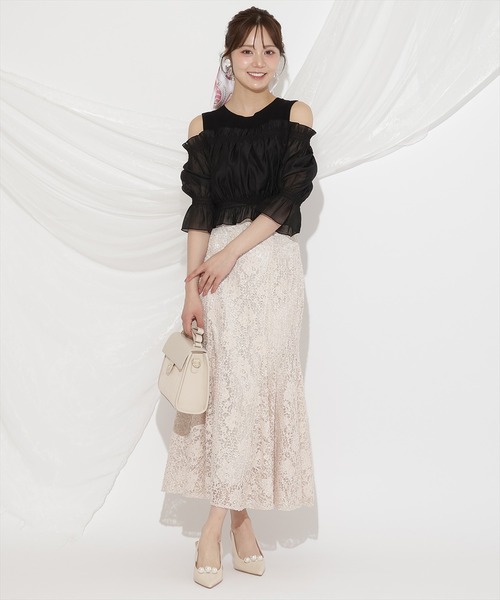 WILLSELECTION(ウィルセレクション)の「レイヤード風オフショルニットプルオーバー(ニット/セーター・レディース・ブラック/オフホワイト/ピンク・FREE)」の15枚目の写真