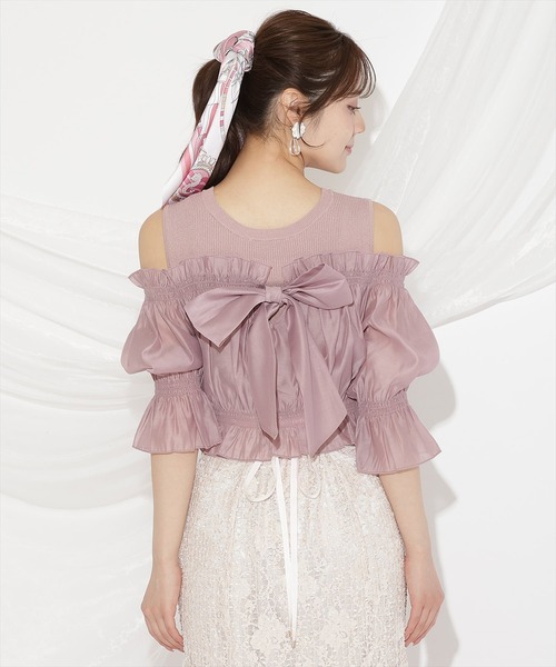 WILLSELECTION(ウィルセレクション)の「レイヤード風オフショルニットプルオーバー(ニット/セーター・レディース・ブラック/オフホワイト/ピンク・FREE)」の12枚目の写真