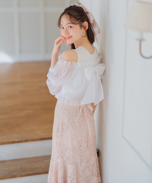 WILLSELECTION(ウィルセレクション)の「レイヤード風オフショルニットプルオーバー(ニット/セーター・レディース・ブラック/オフホワイト/ピンク・FREE)」の10枚目の写真