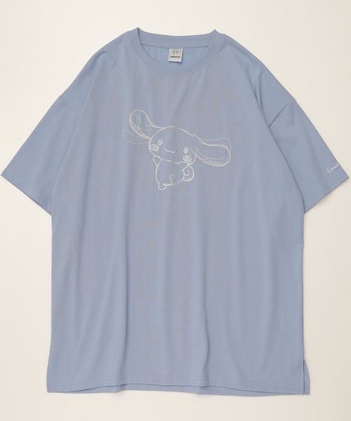 sanrio(サンリオ)の「【Sanrio/サンリオ】総刺繍 半袖BIGTシャツ ポチャっこ/シナモロール/クロミ/マイメロディ(Tシャツ/カットソー・レディース・アクア/ライラック/ブラック/ピンク・M/L)」の7枚目の写真