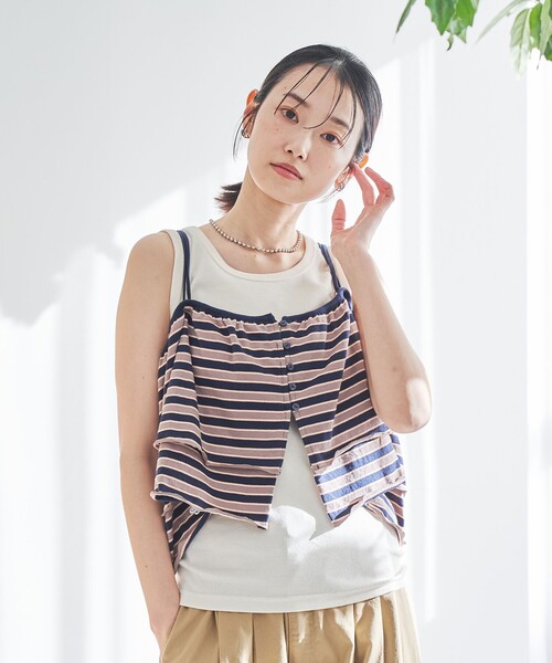 バーバリーブルーレベル　黒いキャミソール チェック柄インナー付き ànuke online store（アンヌーク） / Backopen Balloon