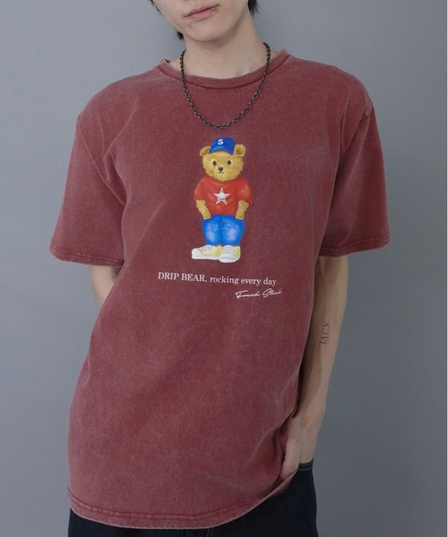 SPINNS(スピンズ)の「ヴィンテージライクプリントTシャツ/ベアーキャップ(Tシャツ/カットソー・メンズ・ホワイト/ブラック/カーキ/ワイン・ONESIZE)」の4枚目の写真