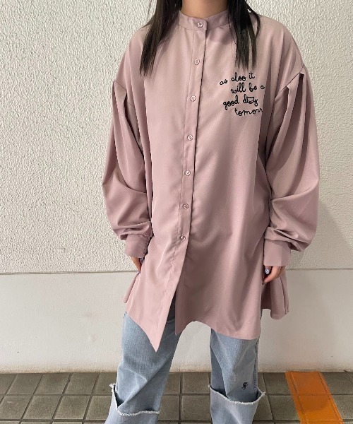 Rydia(リディア)の「Aラインオーバーブラウス(シャツ/ブラウス・レディース・スミクロ/アイボリー/スモークピンク・M)」の3枚目の写真