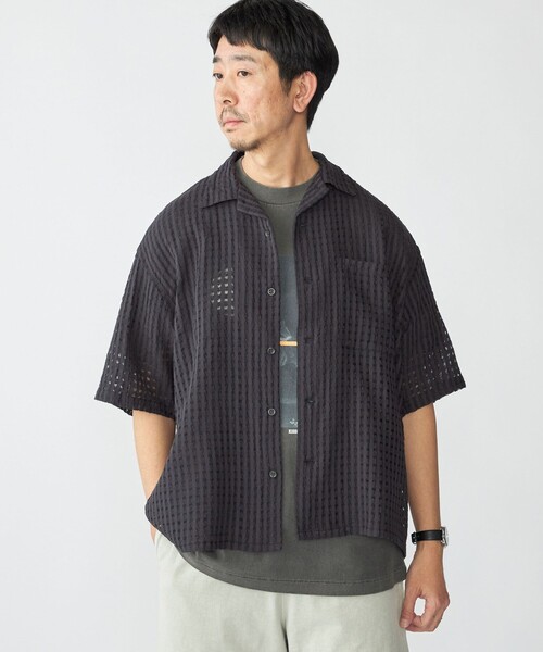 SHIPS(シップス)の「BENCH MARKING SHIRTS: シアー ドビー ショートスリーブ シャツ(シャツ/ブラウス・メンズ・カーキ/ブルー/ブラック・SMALL/MEDIUM/LARGE)」の2枚目の写真