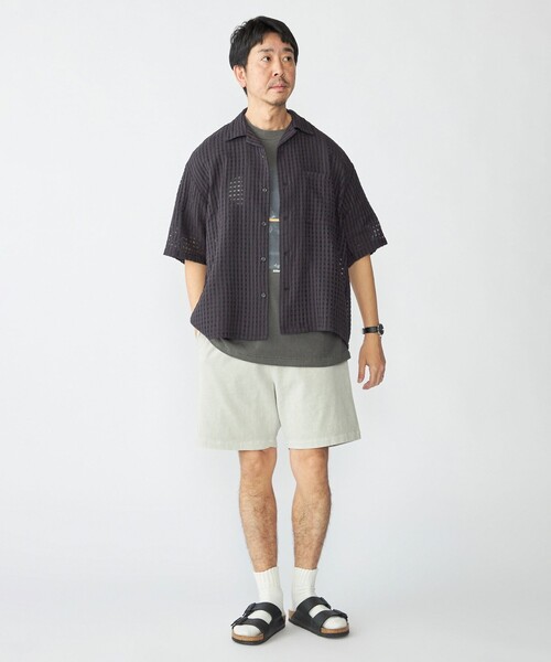 SHIPS(シップス)の「BENCH MARKING SHIRTS: シアー ドビー ショートスリーブ シャツ(シャツ/ブラウス・メンズ・カーキ/ブルー/ブラック・SMALL/MEDIUM/LARGE)」の4枚目の写真