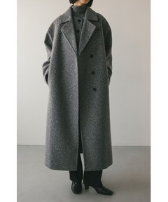 セール】婦人 再生ウール混ステンカラーコート（グレー柄）（ステン