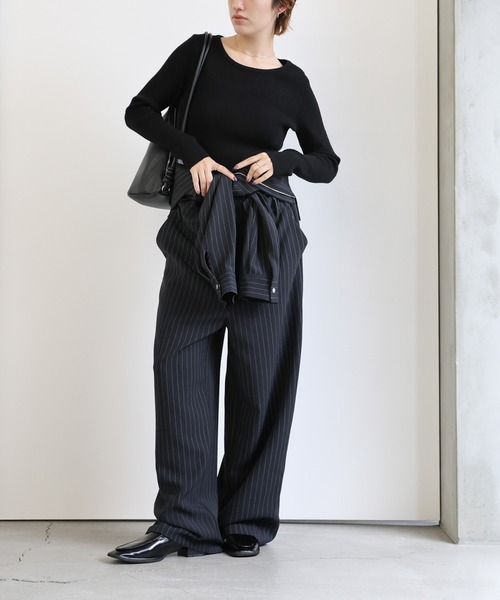 select MOCA(セレクトモカ)の「クルーネックリブニット(ニット/セーター・レディース・グレー/ライトグレー/オリーブ/グレイッシュベージュ/ブラック/アイボリー・FREE)」の12枚目の写真