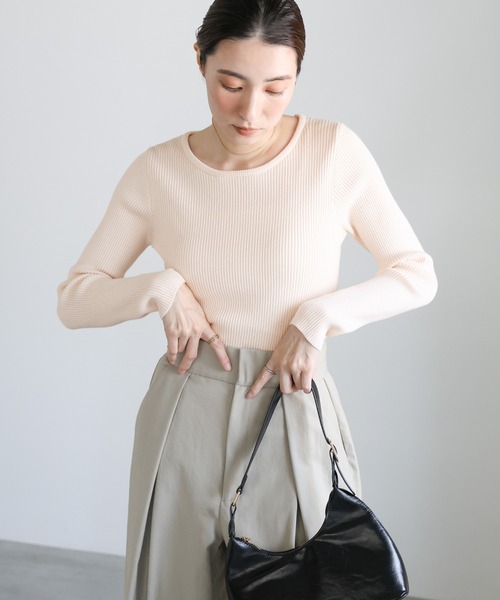 select MOCA(セレクトモカ)の「クルーネックリブニット(ニット/セーター・レディース・グレー/ライトグレー/オリーブ/グレイッシュベージュ/ブラック/アイボリー・FREE)」の20枚目の写真