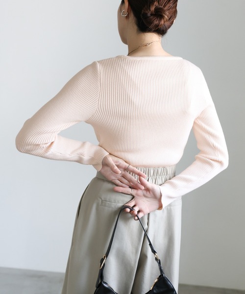 select MOCA(セレクトモカ)の「クルーネックリブニット(ニット/セーター・レディース・グレー/ライトグレー/オリーブ/グレイッシュベージュ/ブラック/アイボリー・FREE)」の22枚目の写真